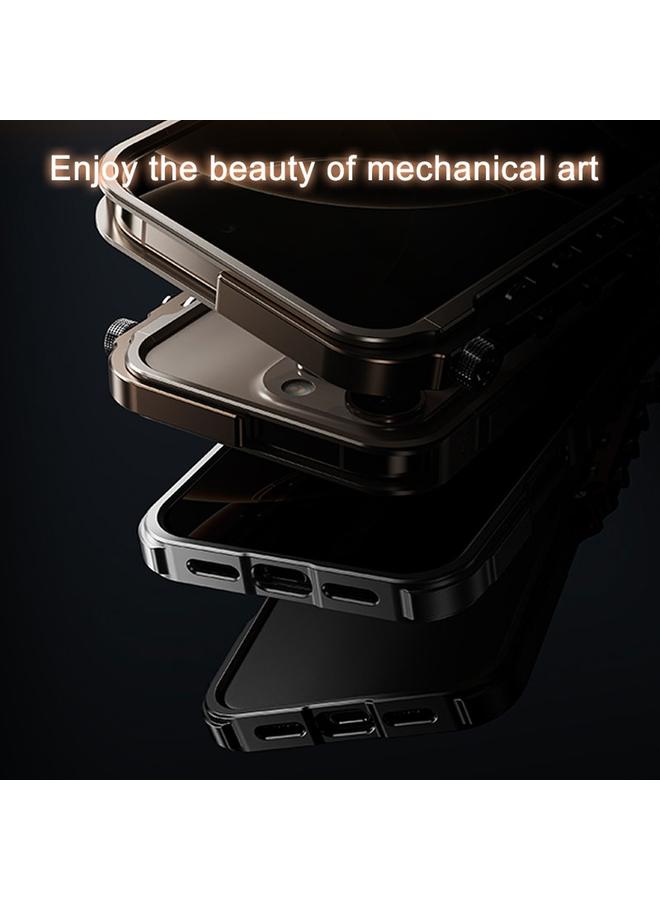 اس-توب جراب لهاتف iPhone 15 مصنوع من سبائك الألومنيوم وإطار معدني إبداعي ودرع ميكانيكي - Image 3