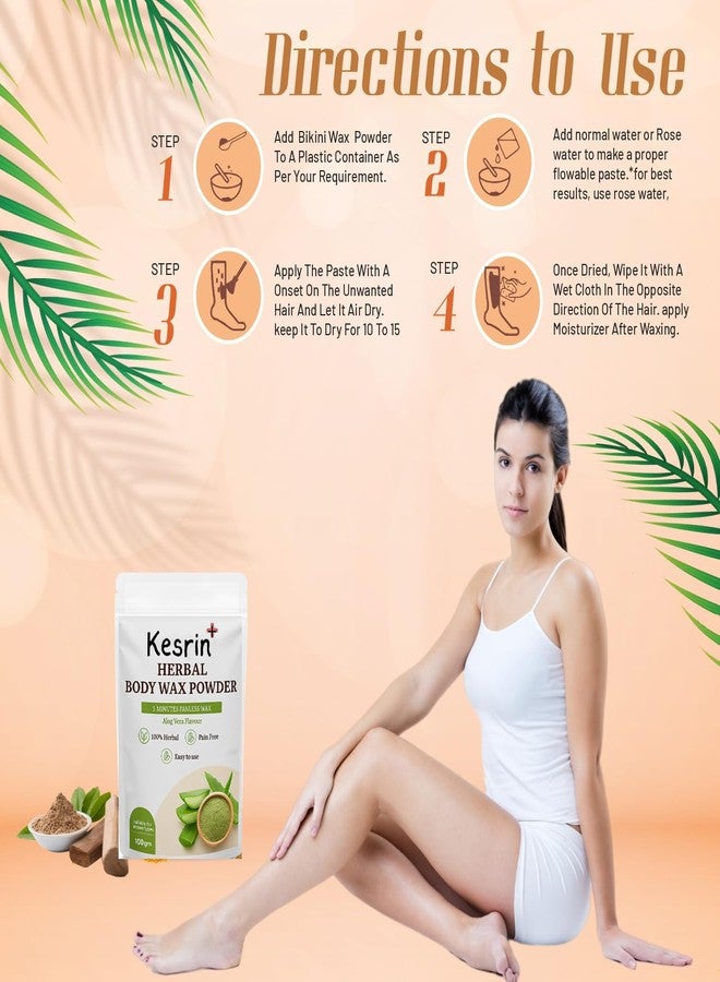 Kesrinplus Herbal Body Wax Powder for Women & Men | Painless Waxing in 5 Minutes | Aloe Vera Extract | Hair Removal Powder for All Skin Types – 100g - Image 3
