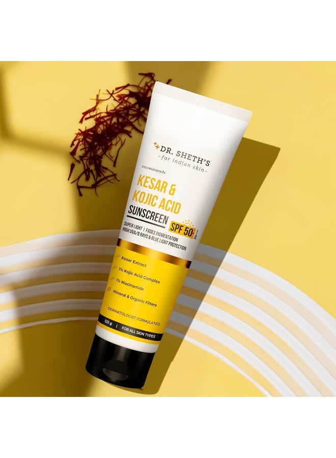 Dr. Sheth's Kesar & Kojic Acid Sunscreen with SPF 50 Pa++++ | For Pigtation-Free Skin | No White Cast & Light Weight | For Daily Moisturization | For All Skin Types | 125 g - Image 3