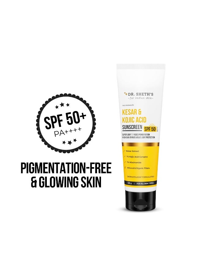 Dr. Sheth's Kesar & Kojic Acid Sunscreen with SPF 50 Pa++++ | For Pigtation-Free Skin | No White Cast & Light Weight | For Daily Moisturization | For All Skin Types | 125 g - Image 2
