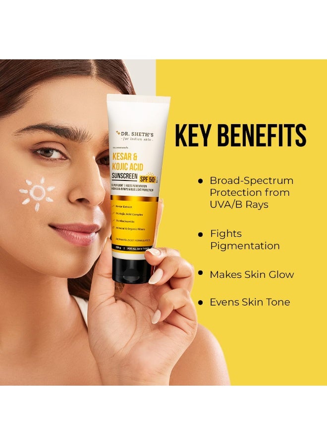 Dr. Sheth's Kesar & Kojic Acid Sunscreen with SPF 50 Pa++++ | For Pigtation-Free Skin | No White Cast & Light Weight | For Daily Moisturization | For All Skin Types | 125 g - Image 5