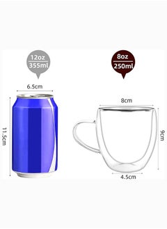 Mash 4 Pieces Double Walled Glass Coffee Mug With Handle 250Ml, Large Insulated Layer Coffee Cups, Clear Borosilicate Mugs, Perfect 8Oz For Espresso, Cappuccino, Tea, Latte, Wine Pack Of Four  - Image 4