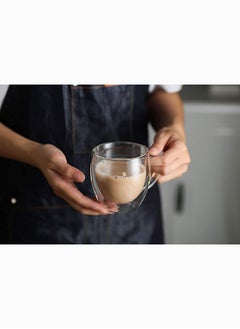 Mash 4 Pieces Double Walled Glass Coffee Mug With Handle 250Ml, Large Insulated Layer Coffee Cups, Clear Borosilicate Mugs, Perfect 8Oz For Espresso, Cappuccino, Tea, Latte, Wine Pack Of Four  - Image 5
