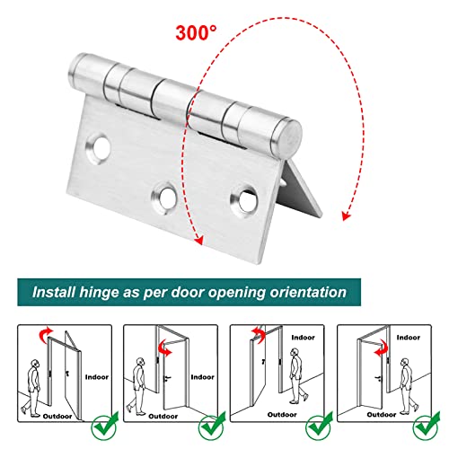 MOUNTAIN_ARK 6 Pack 3" x 3" Square Door Hinges, Stainless Steel Butt Hinges, Ball Bearing, Load 100 lbs - Image 3