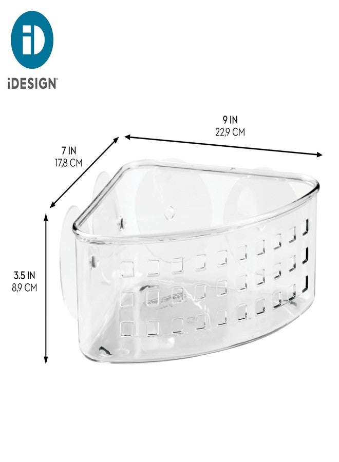 InterDesign iDesign Plastic Suction Cup Corner Shower Basket for Bathroom Storage, Set of 2, Clear, Made in USA - Image 4