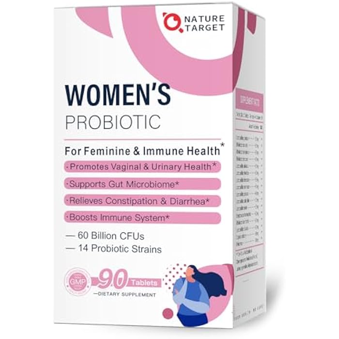 NATURE TARGET Probiotics-for-Women with Prebiotics, Cranberry and D-Mannose, 60-Billion-CFUs, Women's Probiotic for Digestive Health/Gut Health/Immune Booster - Image 1