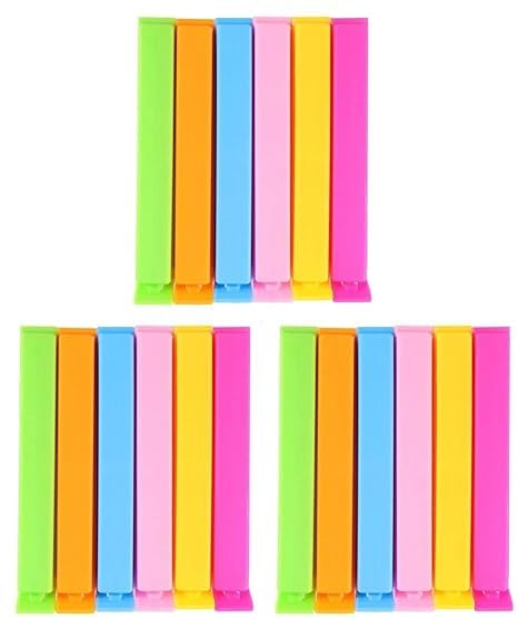 Fivanio 3 Different Size Plastic Food Snack Bag Pouch Clip Sealer LargeMediumSmall Plastic Snack Seal Sealing Bag Clips Vacuum Sealer Multicolor18pcs  - Image 1