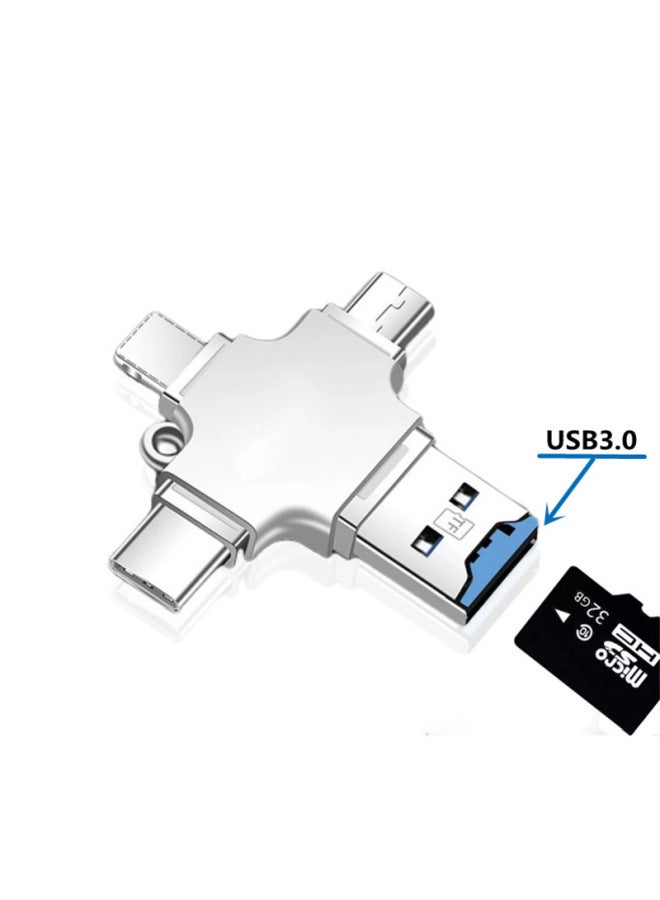 نيوترل قارئ بطاقات رباعي الوظائف من نوع OTG لأجهزة أبل، محول للهواتف الأندرويد، قارئ بطاقات TF، قرص USB، قارئ بطاقات من نوع Type-C - Image 1