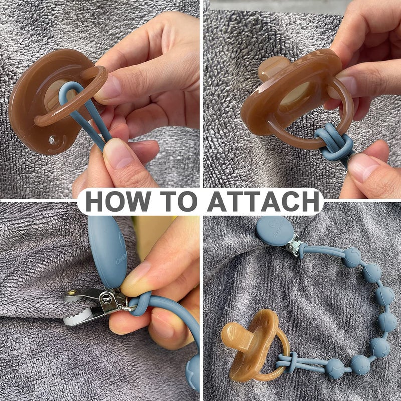 Cuddle Campus Silicone Pacifier Clip Holder with One Piece Design,Soft Flexible Binky Clips with Texture for Baby Boy and Girl Pack of 4 (0-3 Years) - Image 5