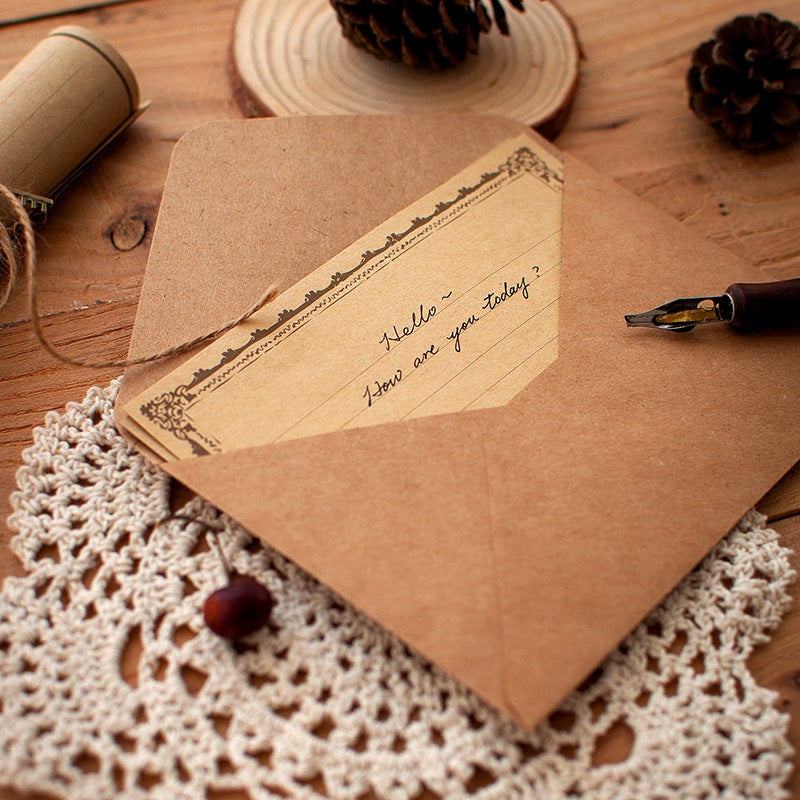 Cowhide Retro Letter Paper Envelope Set A5 Confession Letter Love Letter Handwritten B5 Letter Paper Student Couple Simple Birthday - Image 4