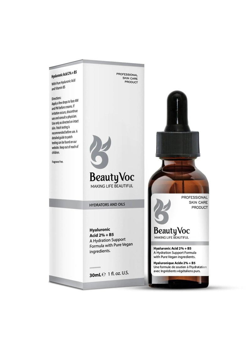 BEAUTY VOC Hyaluronic Acid 2% and Vitamin B5 Serum for Radiant Skin, Enriched with Hyaluronic Acid and vitamin B5 TO Moisture, Fostering a Plump and Hydrated Complexion, 30ml  - Image 1