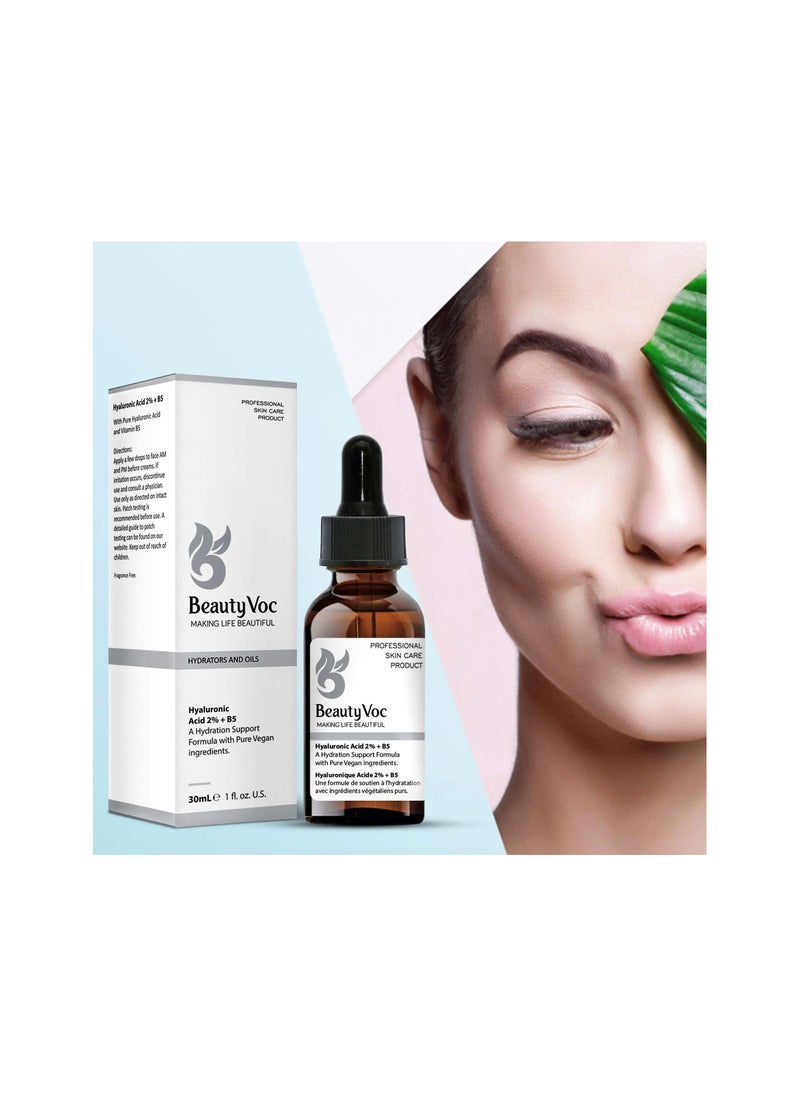 BEAUTY VOC Hyaluronic Acid 2% and Vitamin B5 Serum for Radiant Skin, Enriched with Hyaluronic Acid and vitamin B5 TO Moisture, Fostering a Plump and Hydrated Complexion, 30ml  - Image 3