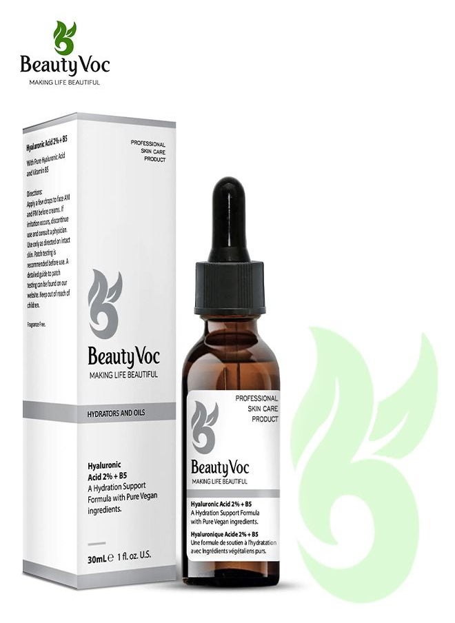 BEAUTY VOC Hyaluronic Acid 2% and Vitamin B5 Serum for Radiant Skin, Enriched with Hyaluronic Acid and vitamin B5 TO Moisture, Fostering a Plump and Hydrated Complexion, 30ml  - Image 4