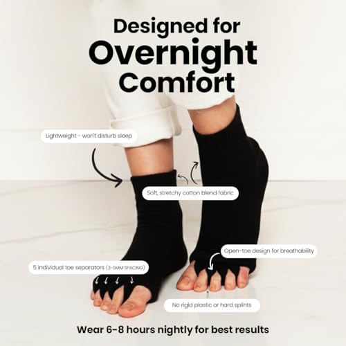 DIRTS Original Foot Alignment 5-Toe Separator Orthopedic Cotton Socks for Women & Men – Bunion Corrector & Plantar Fasciitis Support(Black, M) - Image 5