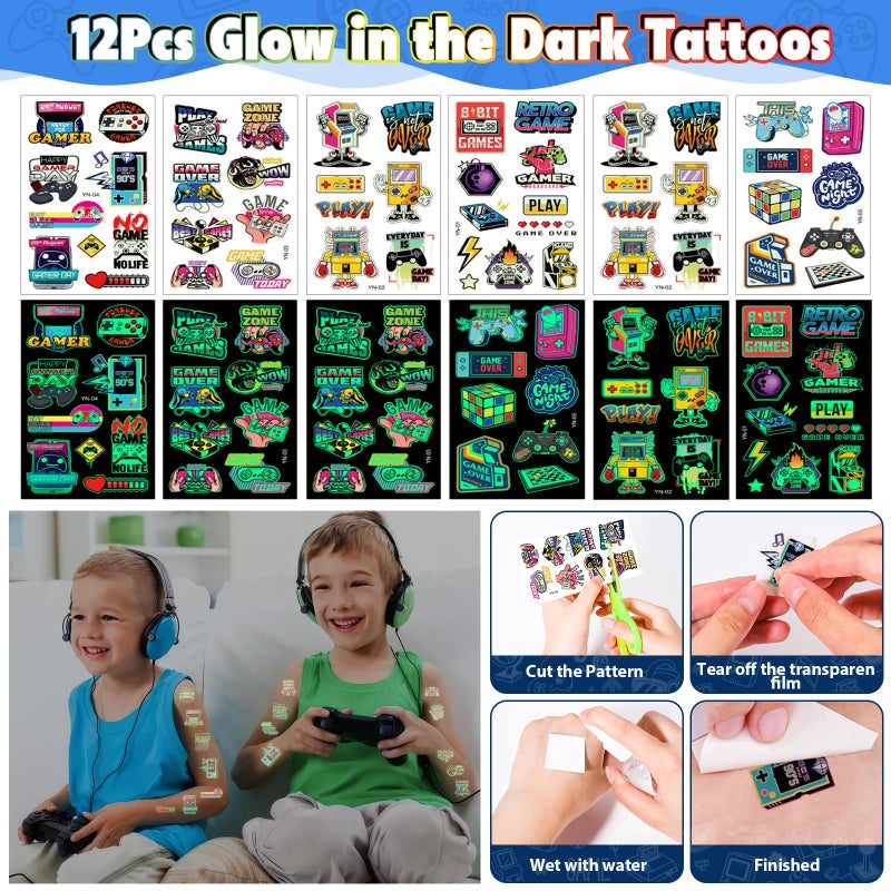 SNLN Video Game Party Favors Birthday Supplies, Gamer Drawstring Bag Keychain Silicone Bracelet Tattoo Sticker, Gamer Gaming Birthday Party Favor Goodie Bag Stuffers Fillers Classroom Rewards for Kids - Image 5