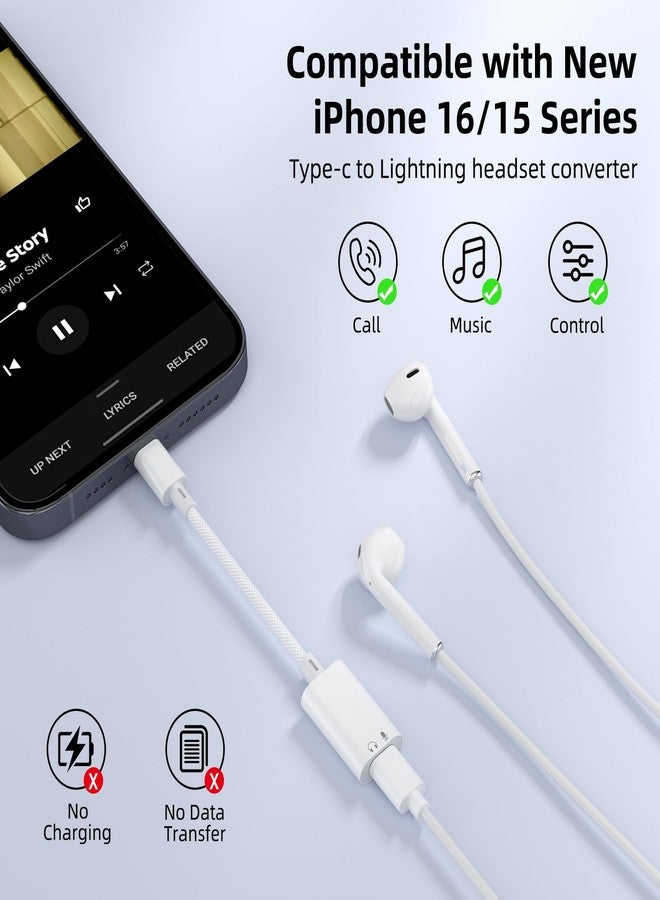 Vcddom USB C to Lightning Audio Adapter, USB Type C Male to Female Lightning Headphone Audio Adapter Compatible with iPhone 17/17 Pro/16/16 Pro Max, iPad Pro, iPad Air 6/5, Galaxy S25/S24 (No Charge) - Image 5