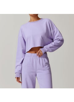 Generic Autumn Winter Casual Sweatshirt Round Neck Loose Long Sleeve Tee 8900 Romantic purple 