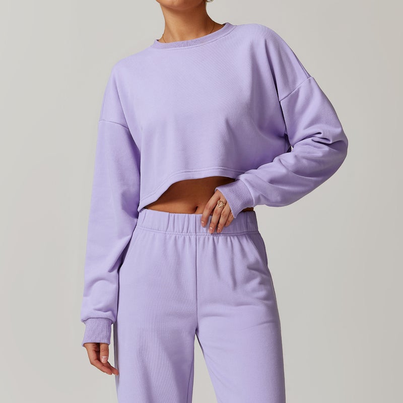 Generic Autumn Winter Casual Sweatshirt Round Neck Loose Long Sleeve Tee 8900 Romantic purple