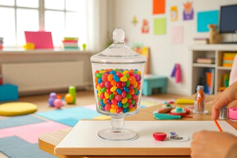 B&D Clear Glass Storage Jar with Ribbed Lid - Image 2