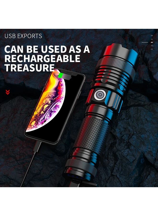 USB Rechargeable Flashlight Super Bright LED Torch Stepless Dimming 4 Modes Zoomable Beam Portable Outdoor Lantern - Image 4