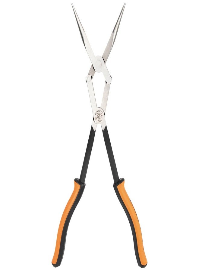 Klein Tools 71400 Long Nose Needle Nose Pliers, Angled Knurled Jaws, Double Rivet, Extended Reach for Tight Space Access, 13-Inch - Image 3