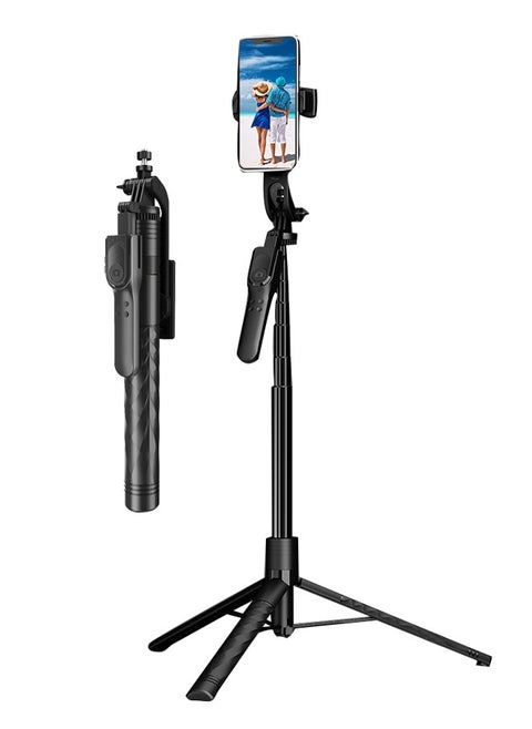 Selfie Stick Tripod,175cm Extendable Phone Tripod Stand for iPhone/Android Phone,Camera Connector Kit,with Bluetooth Wireless Remote Control,Compatible with All Kinds of Mobile Phones