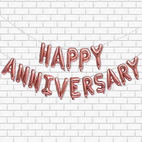 AMFIN® Happy Anniversary Balloons for Decoration Anniversary Celebration Balloons Bedroom, Room Decorating Items Marriage Theme Decorative Foil Balloons for Anniversary - Rose Gold - Image 4