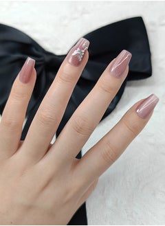 Press On Nails Middle Length Handmade Soft Gel Cat Eye Shining Fake Nails,Purple Glitter False Nails,Simplicity Butterfly Zircon Glossy Glue on Nails Kit for Women,Two Sizes M&S,10PCS - pzsku/ZF25947E43032D52B9541Z/45/_/1714611905/681f4e80-1918-4bb0-9820-b877d263e73a