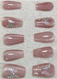 Press On Nails Middle Length Handmade Soft Gel Cat Eye Shining Fake Nails,Purple Glitter False Nails,Simplicity Butterfly Zircon Glossy Glue on Nails Kit for Women,Two Sizes M&S,10PCS - pzsku/ZF25947E43032D52B9541Z/45/_/1714611915/304a6d86-e5b7-47c7-9ab8-32b5291b1a6b