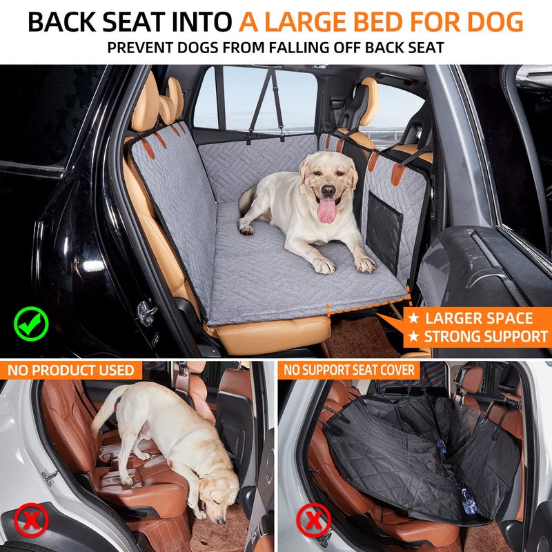 YJGF Back Seat Extender,Dog Seat Cover for Back Seat,Hard Bottom Car Seat Cover for Dogs,Dog Hammock for Car,Back Seat Pet Cover for Dogs(Grey) - Image 2