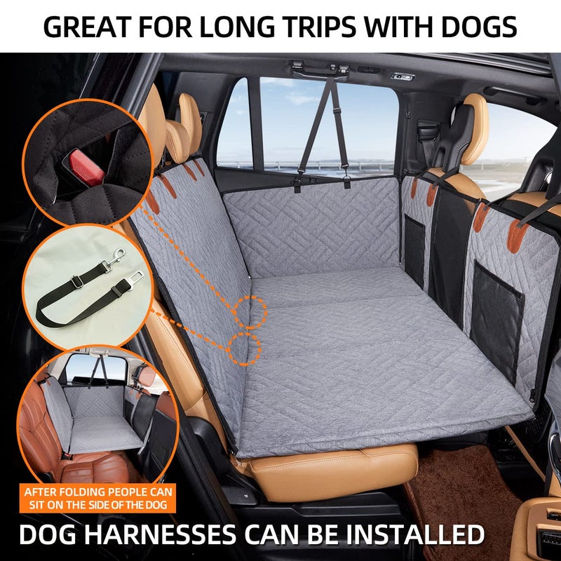 YJGF Back Seat Extender,Dog Seat Cover for Back Seat,Hard Bottom Car Seat Cover for Dogs,Dog Hammock for Car,Back Seat Pet Cover for Dogs(Grey) - Image 3