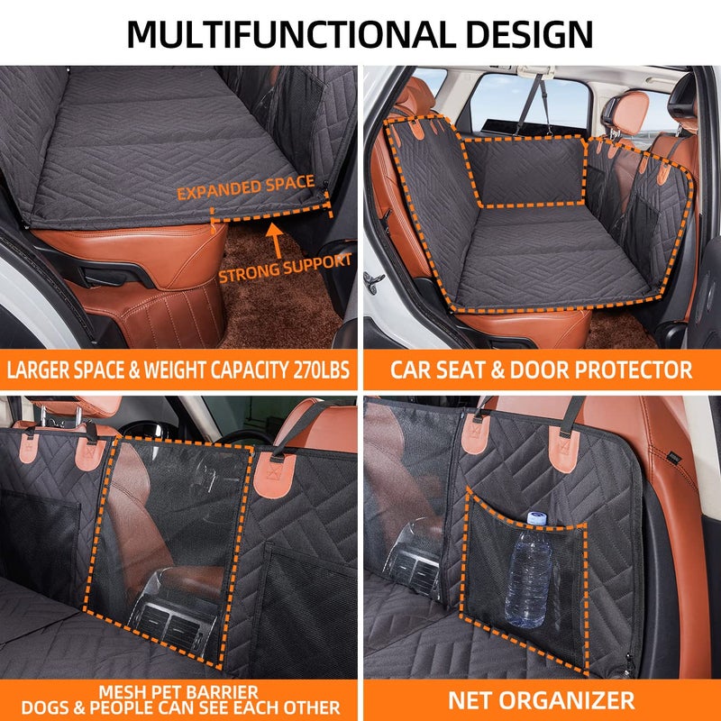YJGF Back Seat Extender,Dog Seat Cover for Back Seat,Hard Bottom Car Seat Cover for Dogs,Dog Hammock for Car,Back Seat Pet Cover for Dogs(Grey) - Image 4