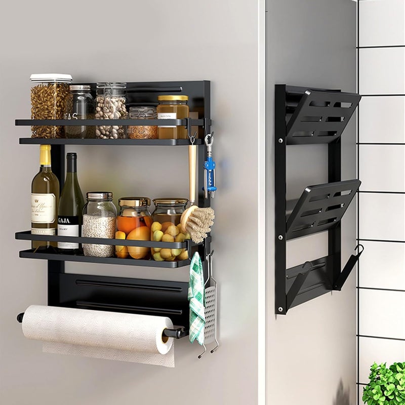Foldable Seasonings Organizers with Strong Base Refrigerator Door Storage Rack for Kitchen Utensils Space Efficient Design Foldable Fridge Storage Rack - Image 2