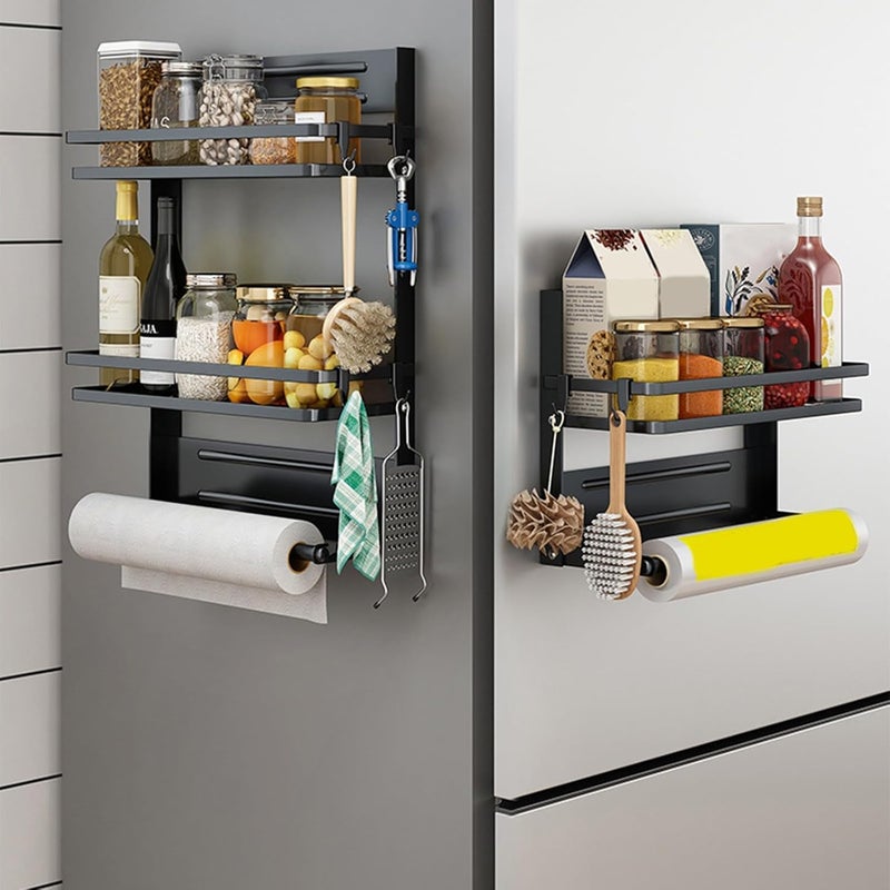 Foldable Seasonings Organizers with Strong Base Refrigerator Door Storage Rack for Kitchen Utensils Space Efficient Design Foldable Fridge Storage Rack - Image 3