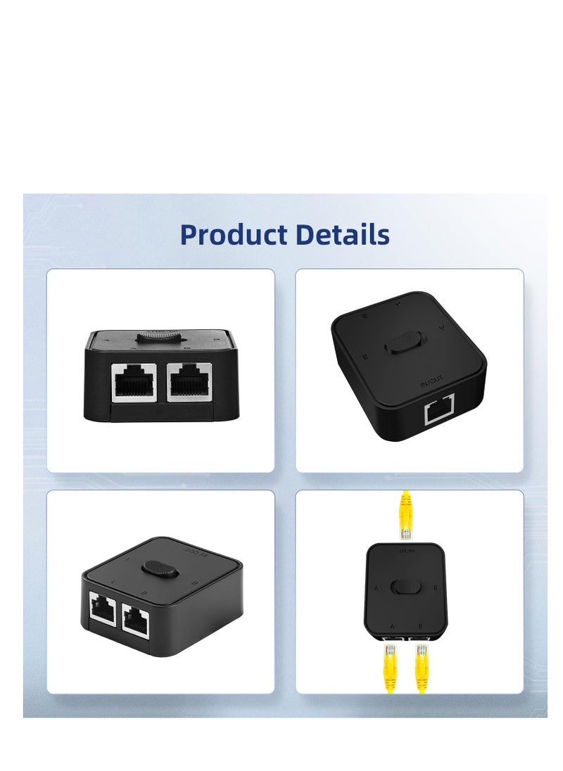 Gigabit Network Switcher, Passive Ethernet Selector, in/Out to A or B Network, Home Network Hub, Office Ethernet Splitter, Bidirectional Manual Switcher, No Power Required