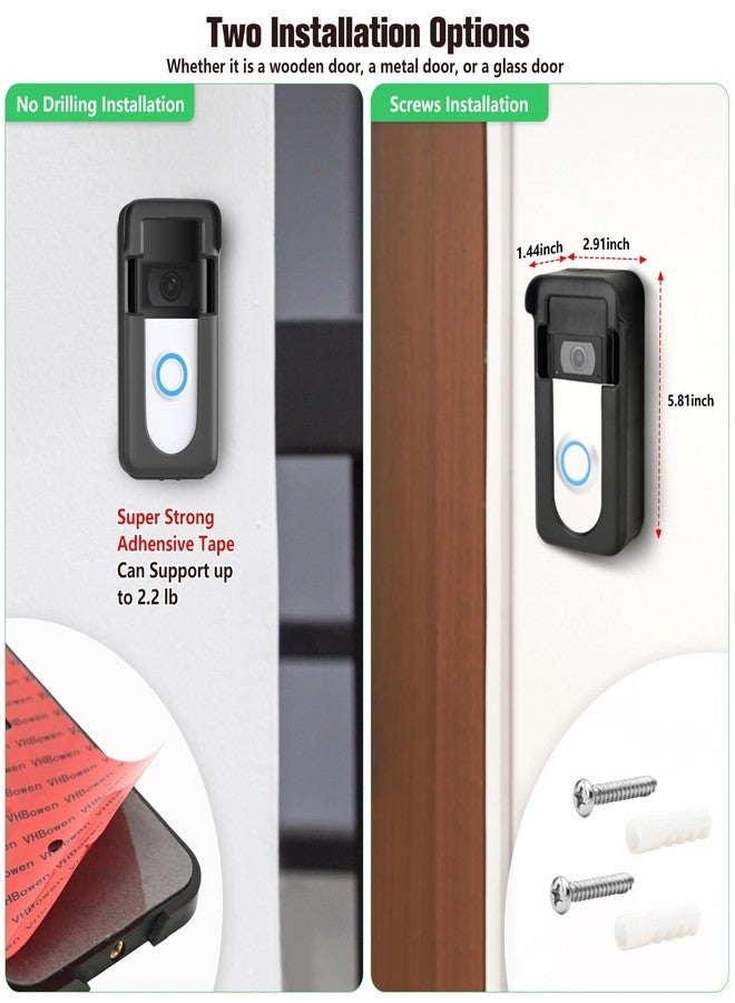 CaGuan Upgrade Adhesive Doorbell Mount Compatible with Video Doorbell 1/2/3/3 Plus/4/(2020 Release)/(2023 Release), No-Drill Door Mount Cover Holder Accessories, Easy Installation, Not Block Doorbell Sensor - Image 3