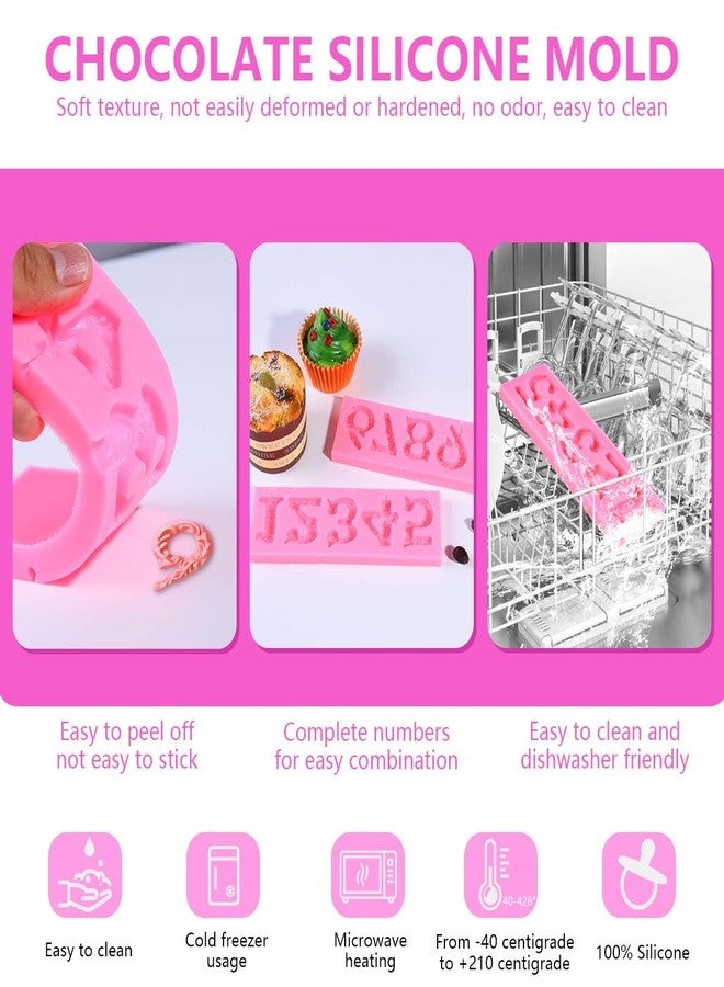 OBTANIM Silicone Number 0-9 3D Embossed Fondant Chocolate Mold with Stick Hole for Birthday Cake Decorating DIY Baking - Image 3