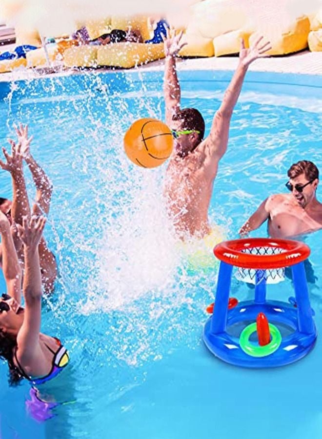 MIXDE Pool Toys Games Set - Floating Basketball Hoop&Inflatable Pool Ring Toss for Children Adults Family Swimming Water Sport Fun Floats Accessories - Image 5