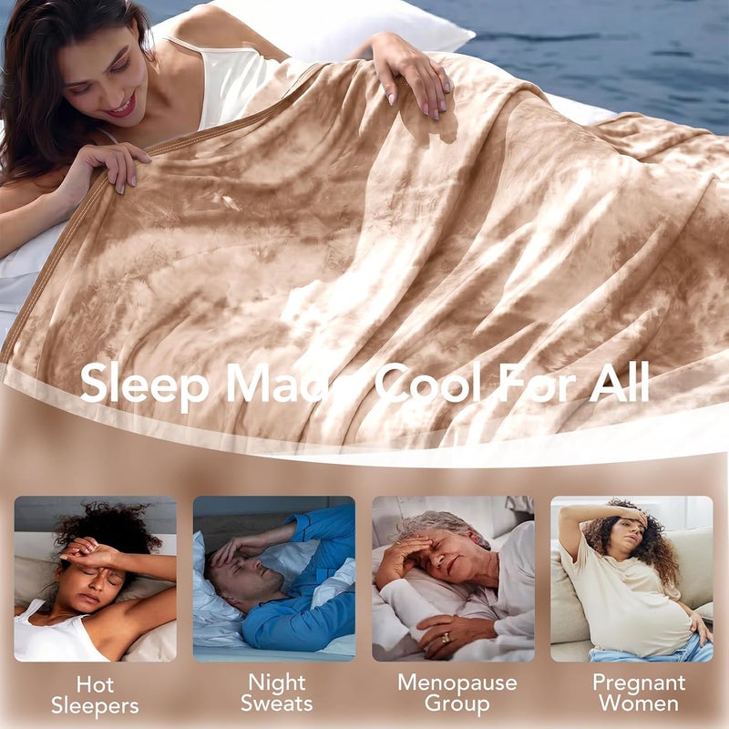 Topcee Cooling Blanket 80''x88'' for Hot Sleepers, Arc-Chill Q-Max>0.35 Double Sided Cold Blankets for Night Sweats, Cool Soft Lightweight Summer Blanket for Sofa Bed Couch, Gifts for Women Queen - Image 4