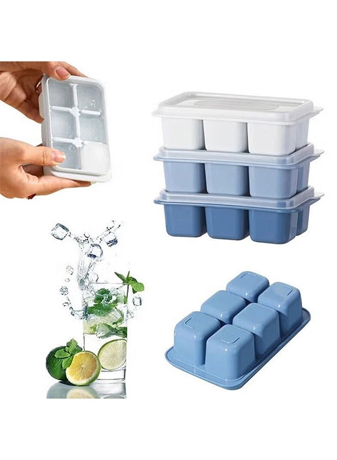 YIJIA HOME GOODS 3-Piece Ice Cube Mold Set With Lid,White/Light Blue/Blue  - Image 1