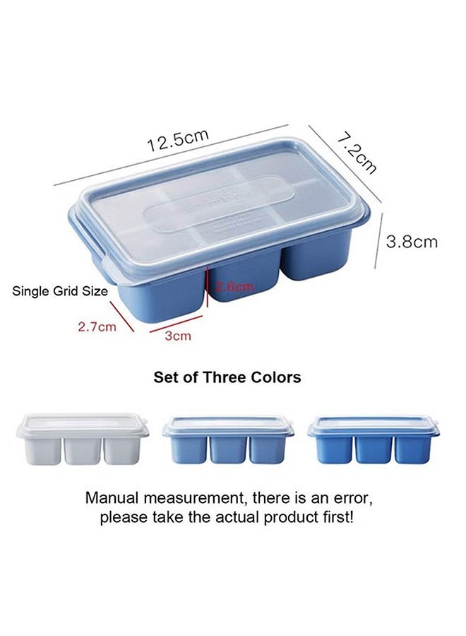 YIJIA HOME GOODS 3-Piece Ice Cube Mold Set With Lid,White/Light Blue/Blue  - Image 2