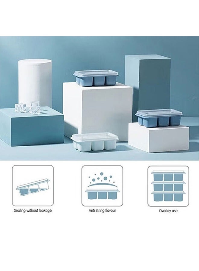 YIJIA HOME GOODS 3-Piece Ice Cube Mold Set With Lid,White/Light Blue/Blue  - Image 3