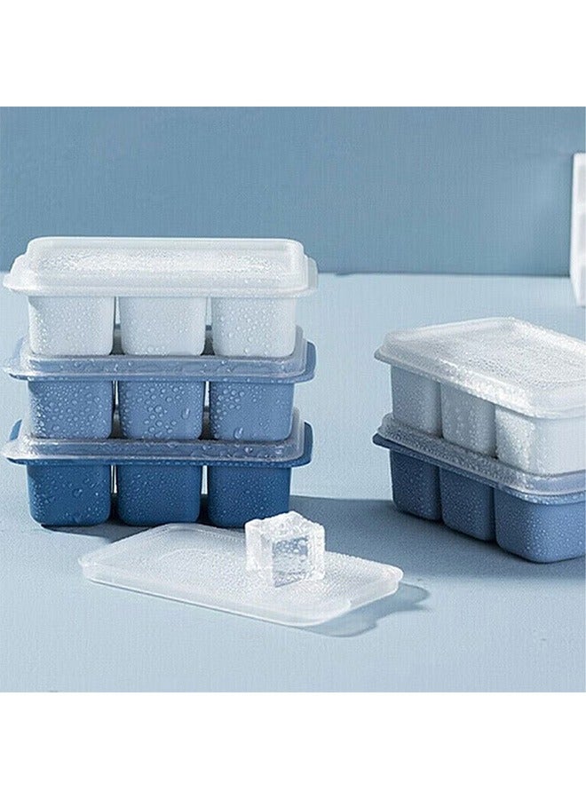 YIJIA HOME GOODS 3-Piece Ice Cube Mold Set With Lid,White/Light Blue/Blue  - Image 4