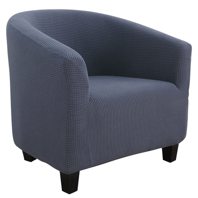CLUB CHAIR SLIPCOVER STRETCH BARREL CHAIR COVERS JACQUARD TUB CHAIR SLIPCOVERS SOFT SPANDEX ARMCHAIR SOFA COVER REMOVABLE COUCH FURNITURE PROTECTOR ARM CHAIR COVER FOR LIVING ROOMDARK GREY