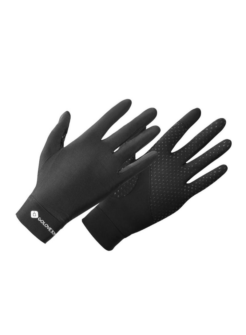 Loquat 1-Pair UV Protection Summer Sunscreen Gloves Black 