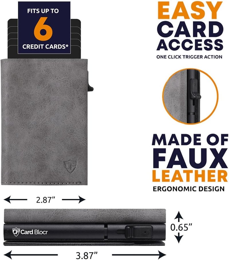 Conceal Plus Smart Pop Up Wallet for Men | RFID Blocking Minimalist Slim Wallet with Card Ejector | PU Leather Front Pocket Wallet | Compact Travel Card Holder for 4-6 Cards & Cash - Image 2