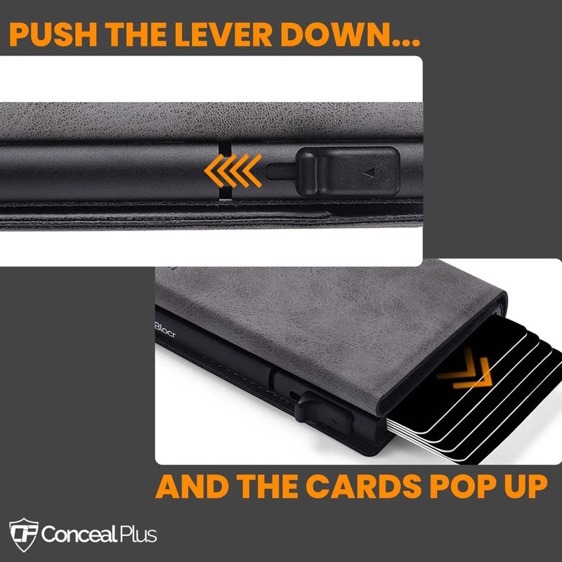 Conceal Plus Smart Pop Up Wallet for Men | RFID Blocking Minimalist Slim Wallet with Card Ejector | PU Leather Front Pocket Wallet | Compact Travel Card Holder for 4-6 Cards & Cash - Image 3