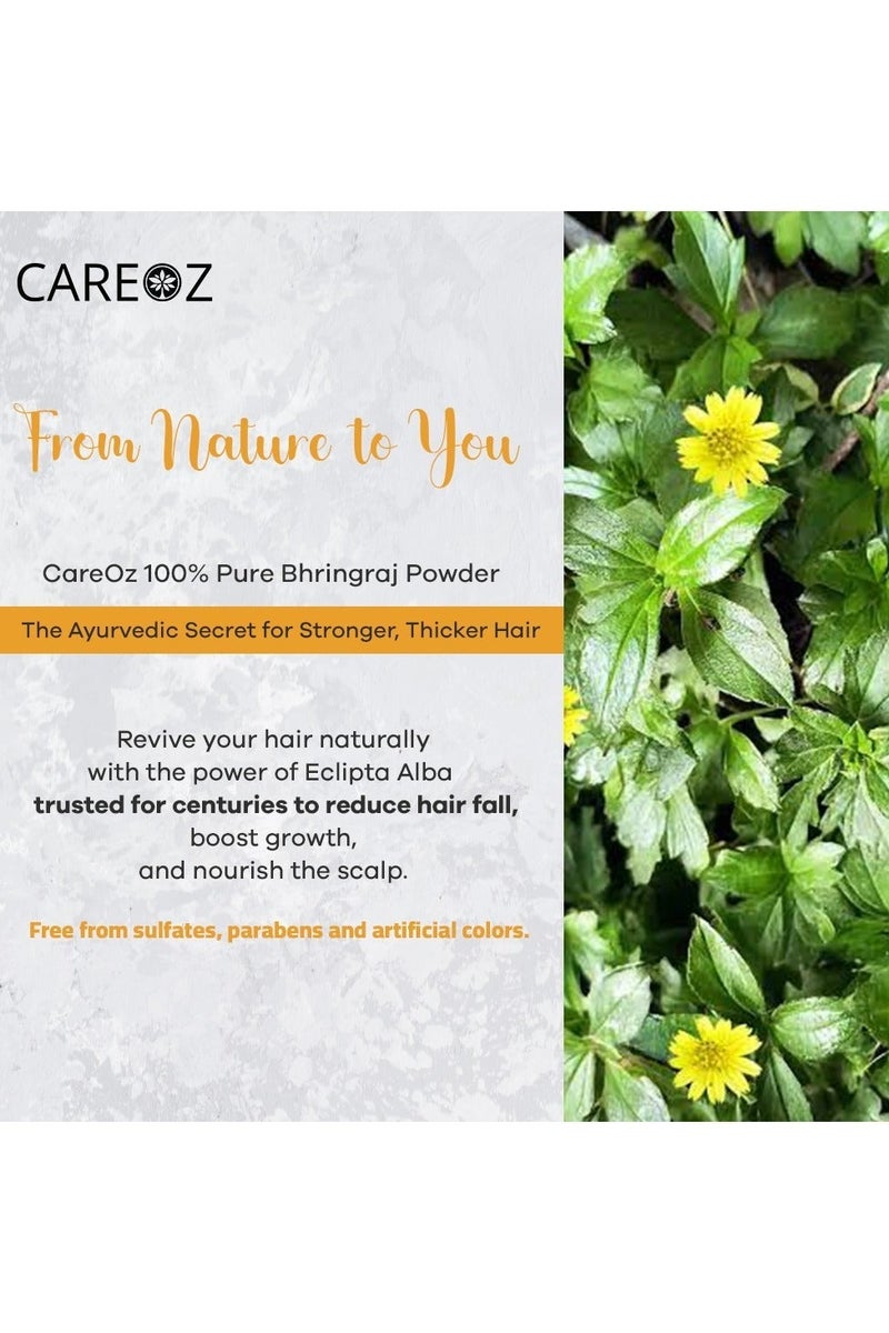 كير اوز مسحوق برينجراج الطبيعي 100% من كير أوز | مسحوق أوراق إكليبتا بروستراتا العضوي للعناية بالشعر يعزز نمو الشعر ويحفز خلايا فروة الرأس - 107 جرام + قطعه هدية - Image 5