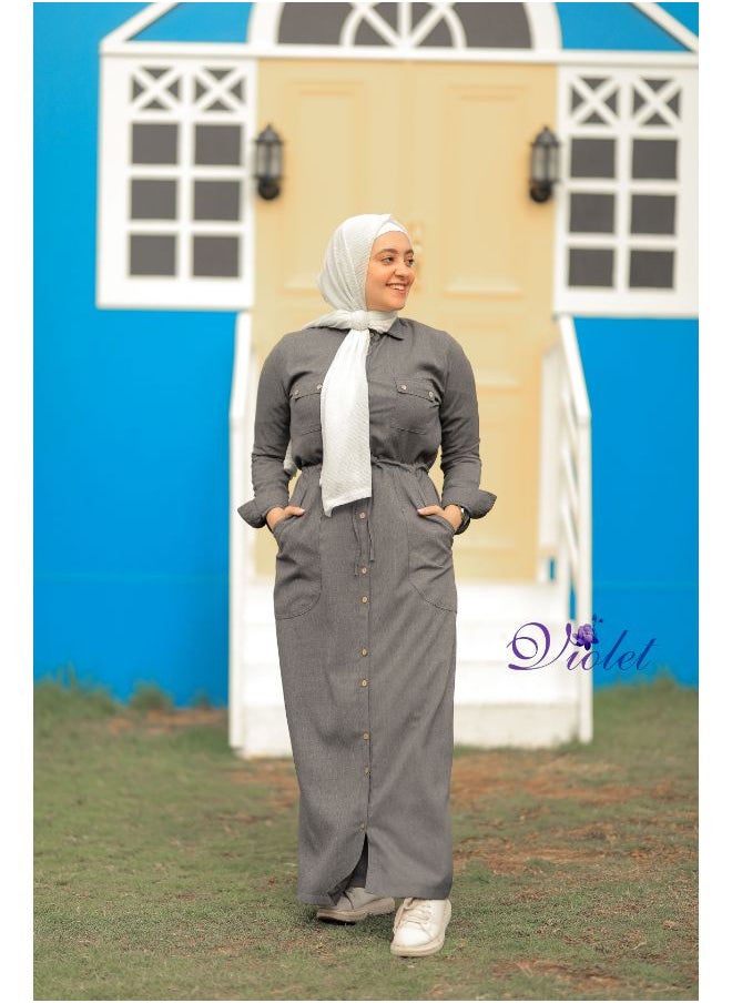 Puritopia - Grey Maxi shirt dress - Image 1