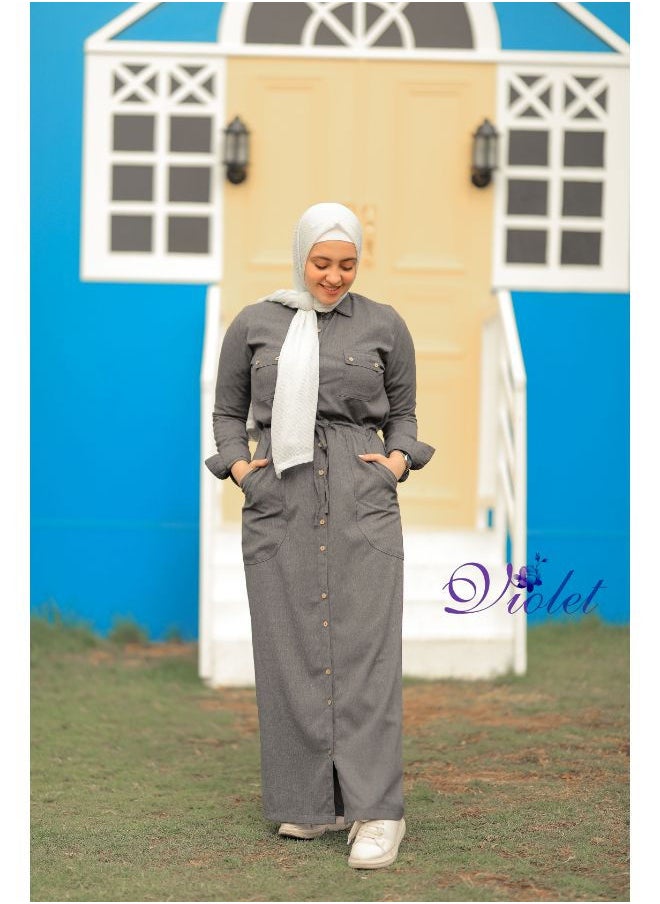 Puritopia - Grey Maxi shirt dress - Image 1